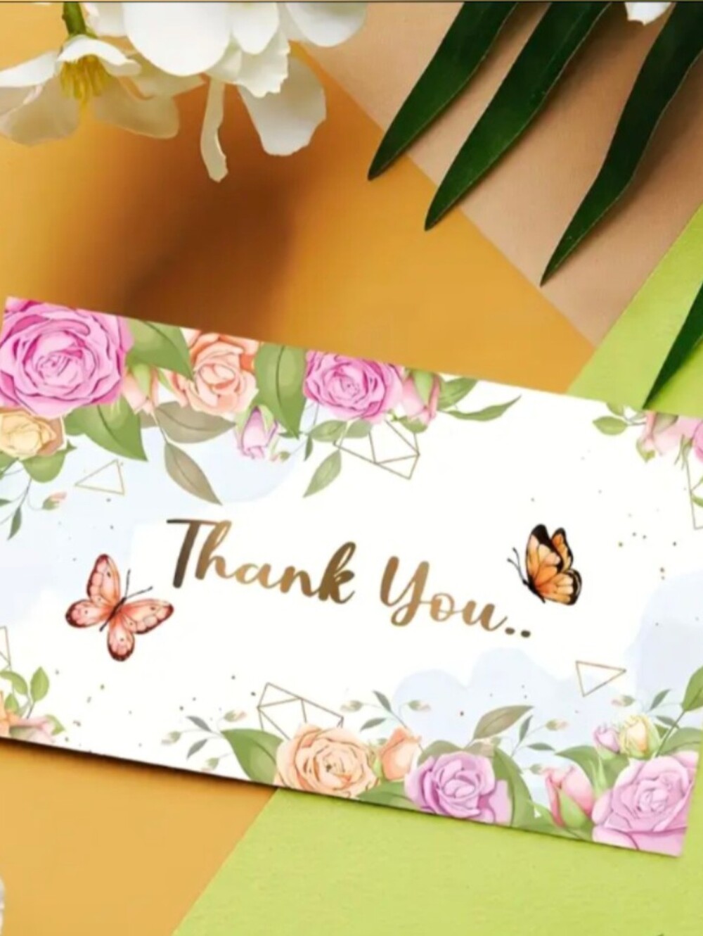 Thank You Cards 50 Count Pack Floral Pastel Design NEW